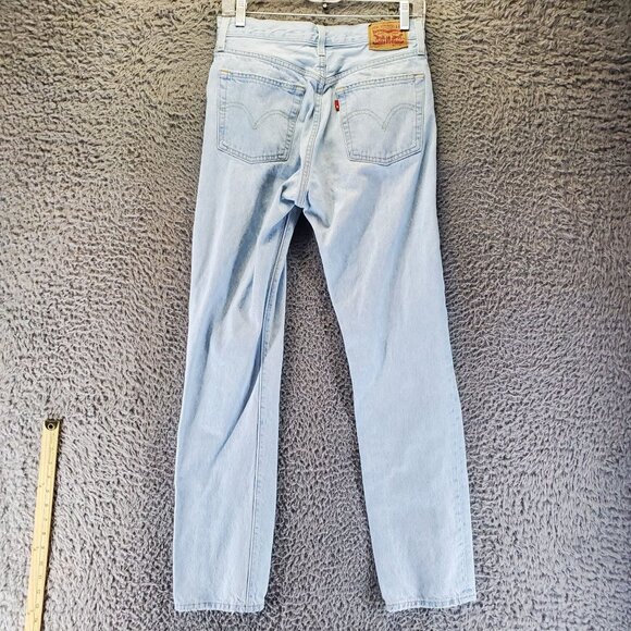 Levis Jeans Womens 27 Light Blue 501 Straight Button-Fly High Rise 100% Cotton - Picture 1 of 13